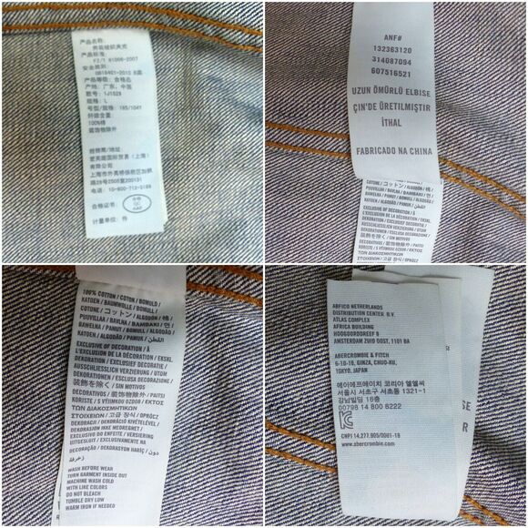 VTG Abercrombie & Fitch Trucker Jacket Men L Slim Blue Denim Wash Distress Y2K - Picture 13 of 14